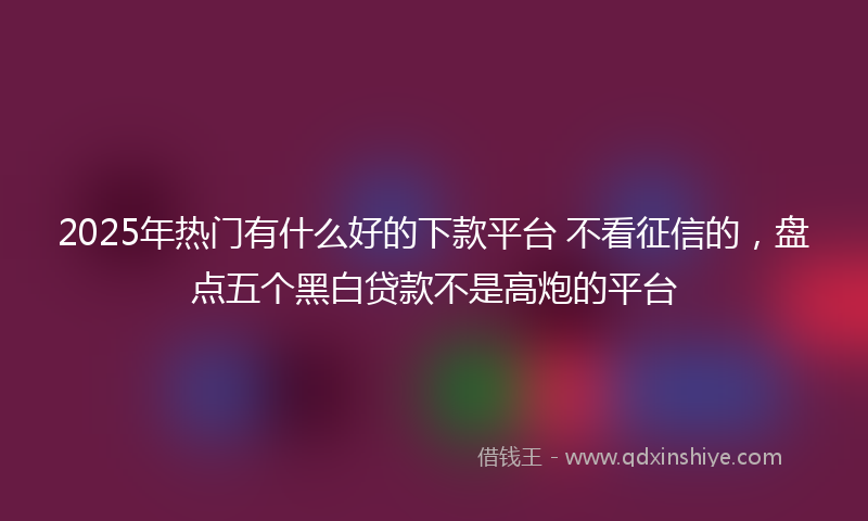 2025年热门有什么好的下款平台 不看征信的，盘点五个黑白贷款不是高炮的平台