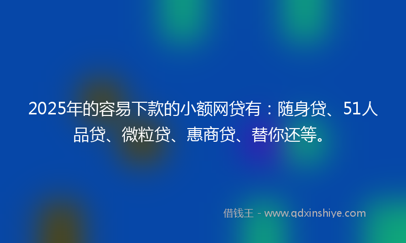 2025年的容易下款的小额网贷有：随身贷、51人品贷、微粒贷、惠商贷、替你还等。
