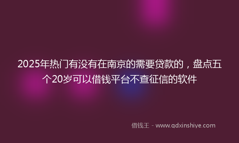 2025年热门有没有在南京的需要贷款的，盘点五个20岁可以借钱平台不查征信的软件