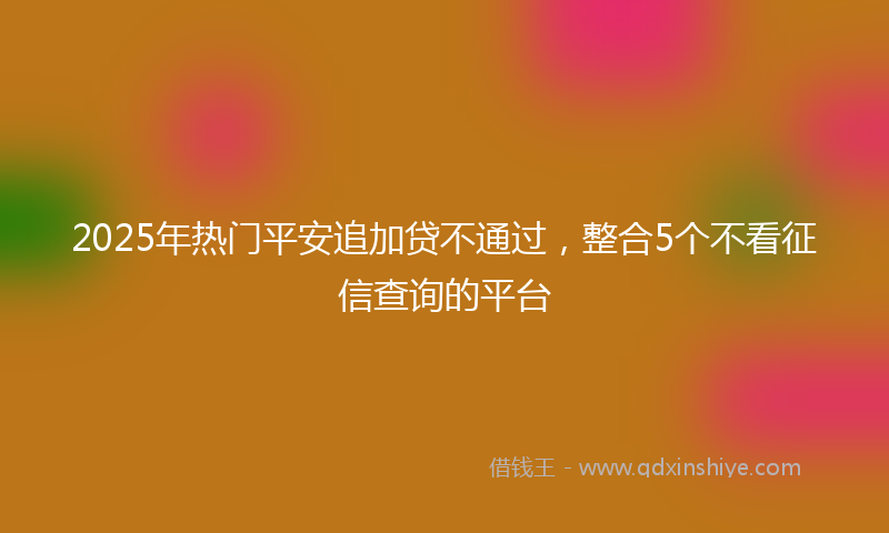 2025年热门平安追加贷不通过，整合5个不看征信查询的平台