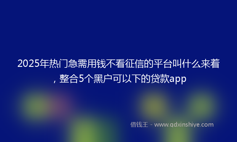 2025年热门急需用钱不看征信的平台叫什么来着，整合5个黑户可以下的贷款app