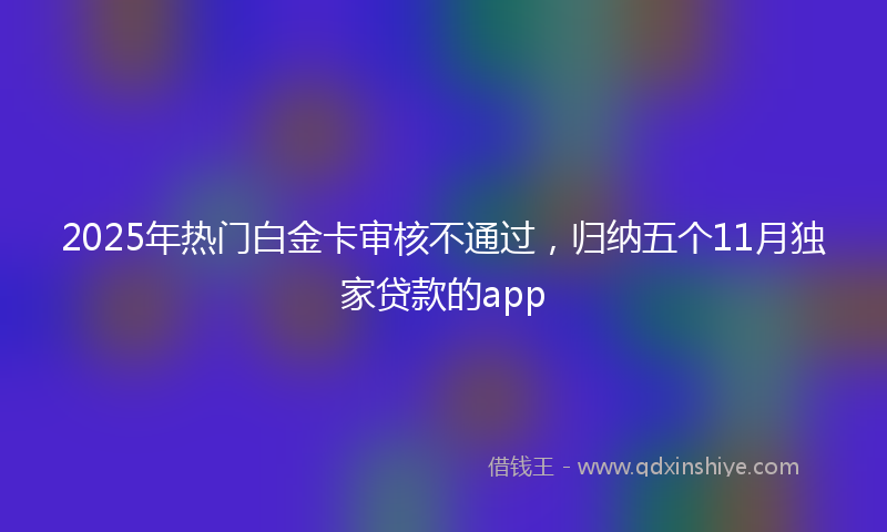 2025年热门白金卡审核不通过，归纳五个11月独家贷款的app