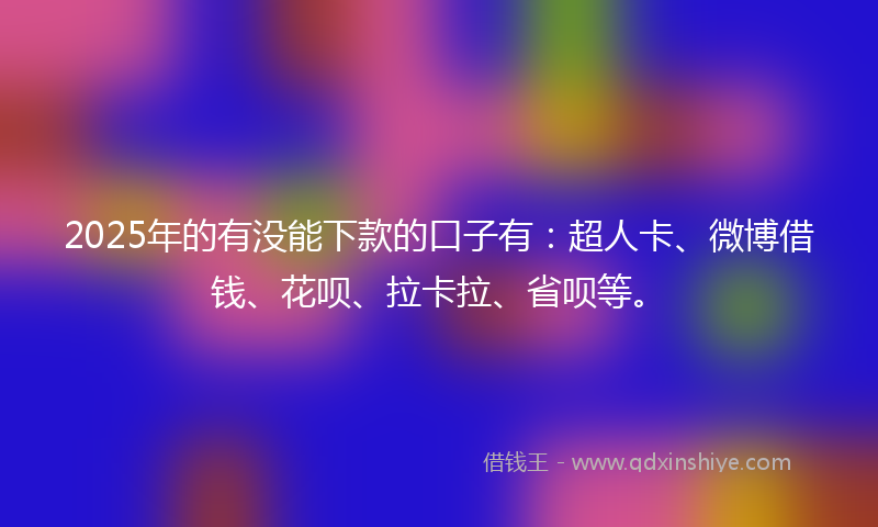 2025年的有没能下款的口子有：超人卡、微博借钱、花呗、拉卡拉、省呗等。