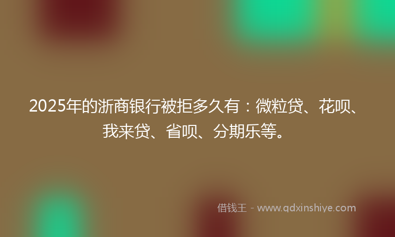 2025年的浙商银行被拒多久有：微粒贷、花呗、我来贷、省呗、分期乐等。