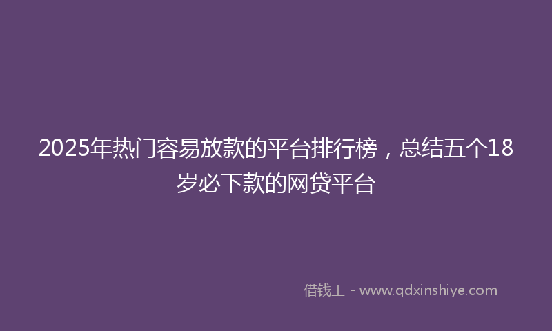 2025年热门容易放款的平台排行榜，总结五个18岁必下款的网贷平台