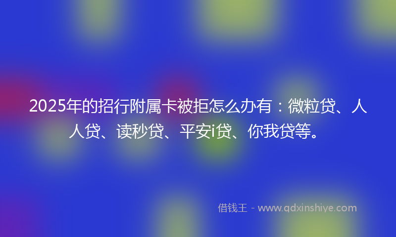 2025年的招行附属卡被拒怎么办有：微粒贷、人人贷、读秒贷、平安i贷、你我贷等。