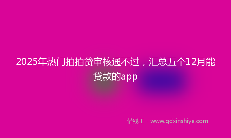 2025年热门拍拍贷审核通不过，汇总五个12月能贷款的app