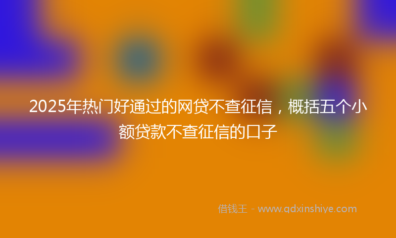 2025年热门好通过的网贷不查征信，概括五个小额贷款不查征信的口子