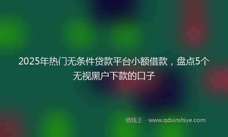 2025年热门无条件贷款平台小额借款，盘点5个无视黑户下款的口子