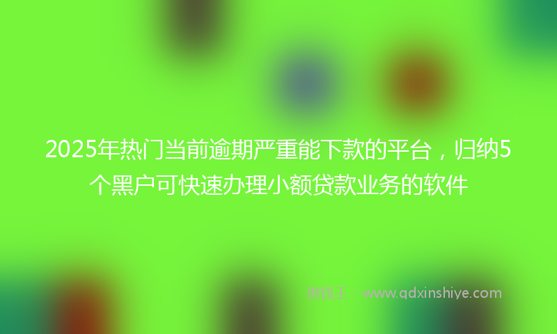 2025年热门当前逾期严重能下款的平台，归纳5个黑户可快速办理小额贷款业务的软件