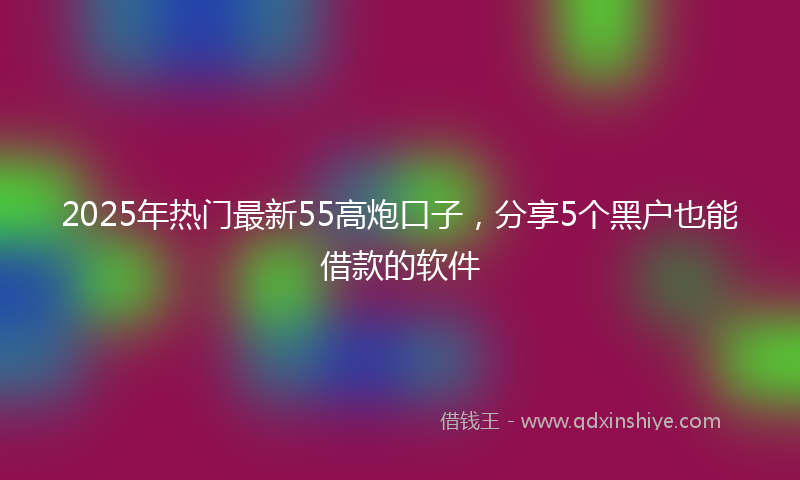 2025年热门最新55高炮口子，分享5个黑户也能借款的软件