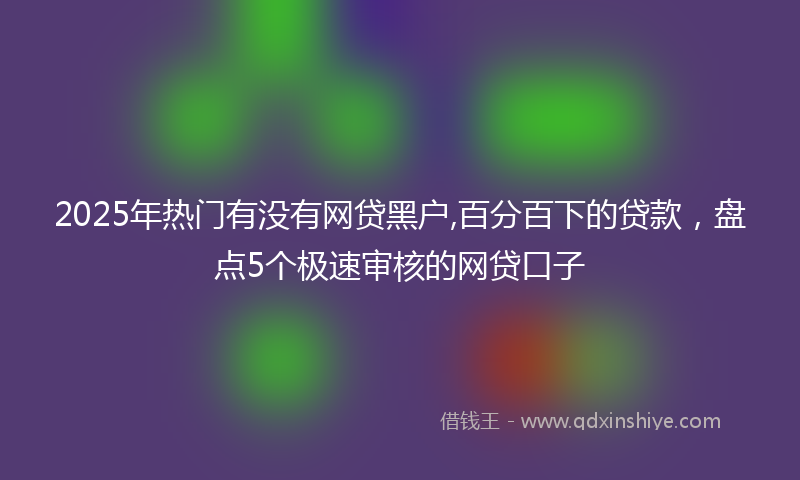 2025年热门有没有网贷黑户,百分百下的贷款，盘点5个极速审核的网贷口子