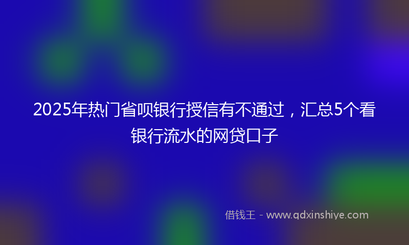 2025年热门省呗银行授信有不通过，汇总5个看银行流水的网贷口子