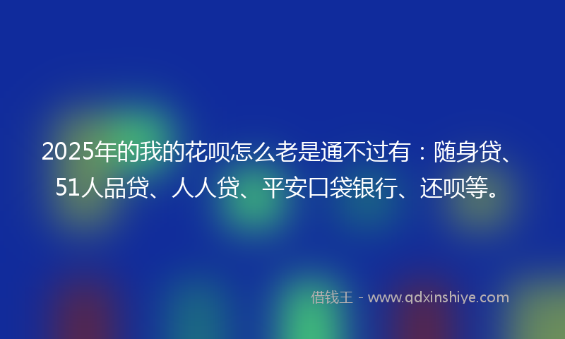 2025年的我的花呗怎么老是通不过有：随身贷、51人品贷、人人贷、平安口袋银行、还呗等。