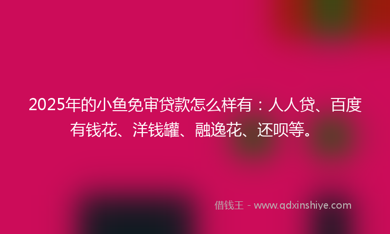 2025年的小鱼免审贷款怎么样有：人人贷、百度有钱花、洋钱罐、融逸花、还呗等。
