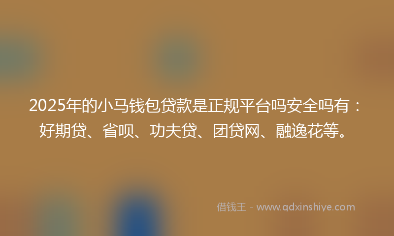 2025年的小马钱包贷款是正规平台吗安全吗有：好期贷、省呗、功夫贷、团贷网、融逸花等。