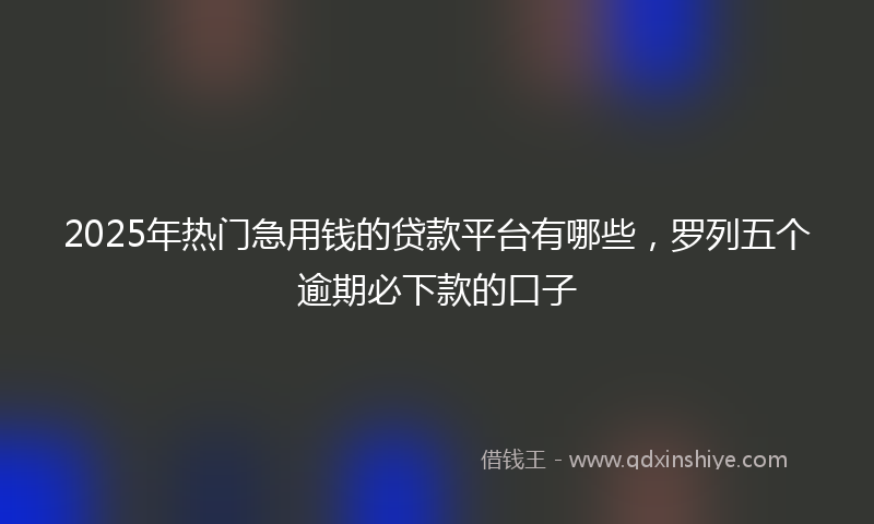 2025年热门急用钱的贷款平台有哪些，罗列五个逾期必下款的口子
