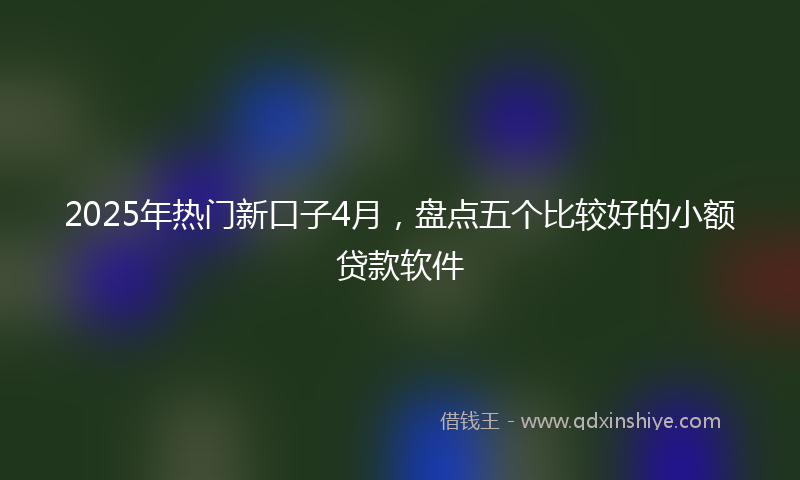 2025年热门新口子4月，盘点五个比较好的小额贷款软件