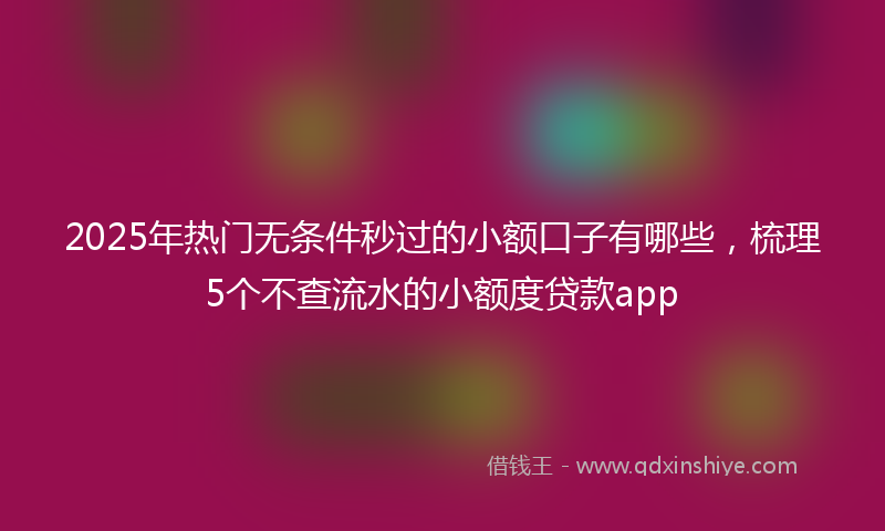 2025年热门无条件秒过的小额口子有哪些，梳理5个不查流水的小额度贷款app
