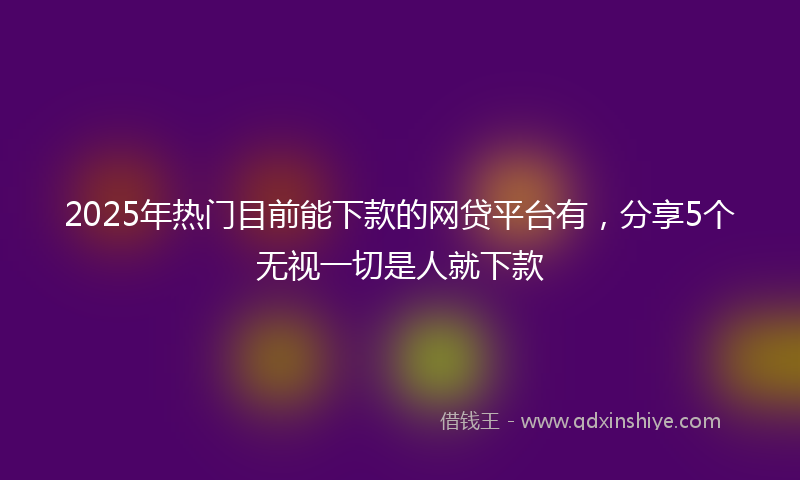 2025年热门目前能下款的网贷平台有，分享5个无视一切是人就下款