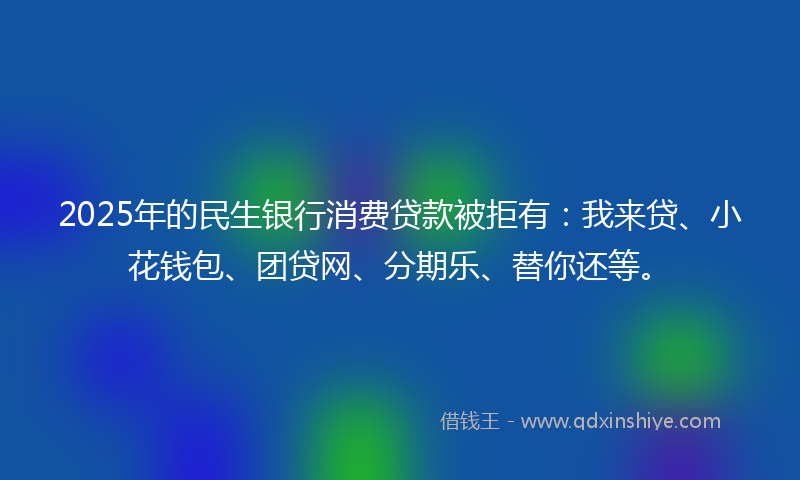 2025年的民生银行消费贷款被拒有：我来贷、小花钱包、团贷网、分期乐、替你还等。