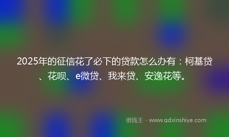 2025年的征信花了必下的贷款怎么办有：柯基贷、花呗、e微贷、我来贷、安逸花等。