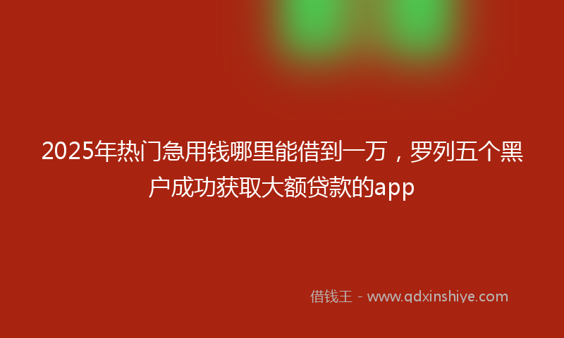 2025年热门急用钱哪里能借到一万，罗列五个黑户成功获取大额贷款的app