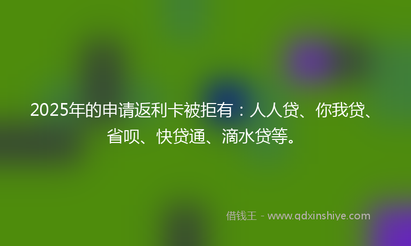 2025年的申请返利卡被拒有：人人贷、你我贷、省呗、快贷通、滴水贷等。