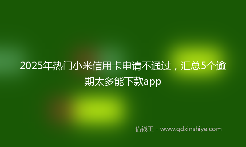 2025年热门小米信用卡申请不通过，汇总5个逾期太多能下款app