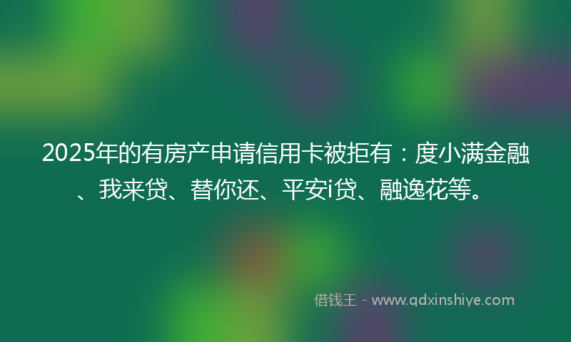 2025年的有房产申请信用卡被拒有：度小满金融、我来贷、替你还、平安i贷、融逸花等。