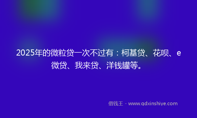 2025年的微粒贷一次不过有：柯基贷、花呗、e微贷、我来贷、洋钱罐等。