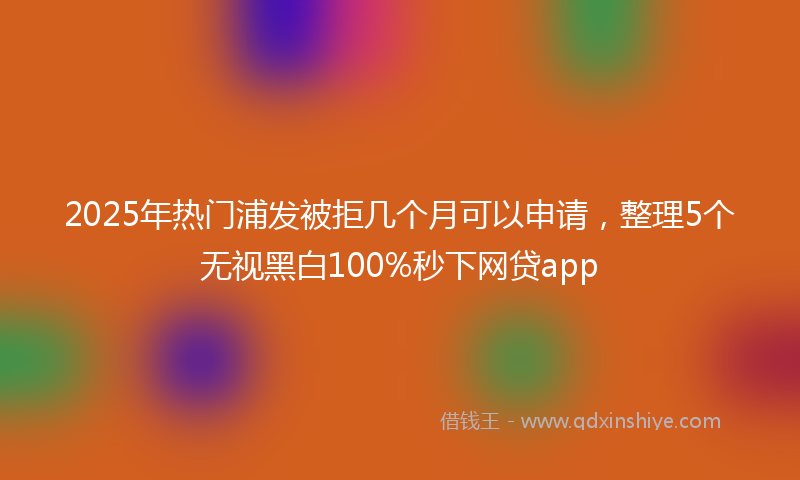 2025年热门浦发被拒几个月可以申请，整理5个无视黑白100%秒下网贷app