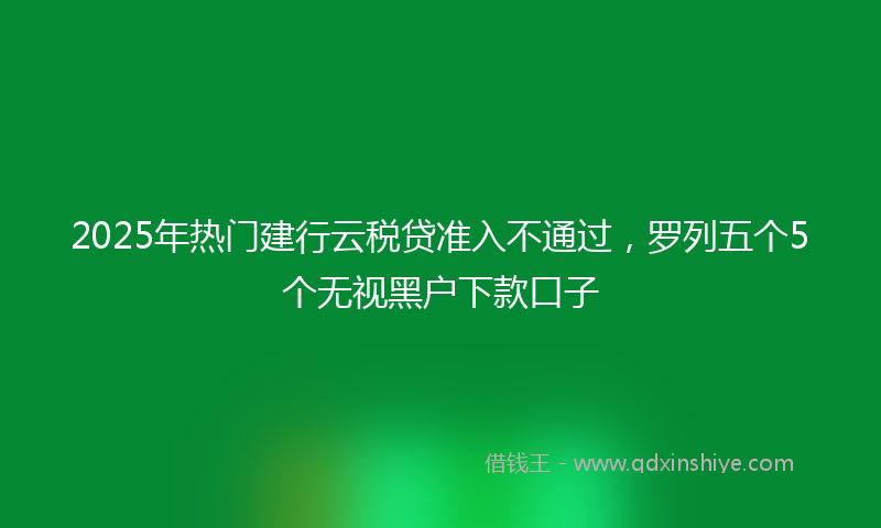 2025年热门建行云税贷准入不通过，罗列五个5个无视黑户下款口子