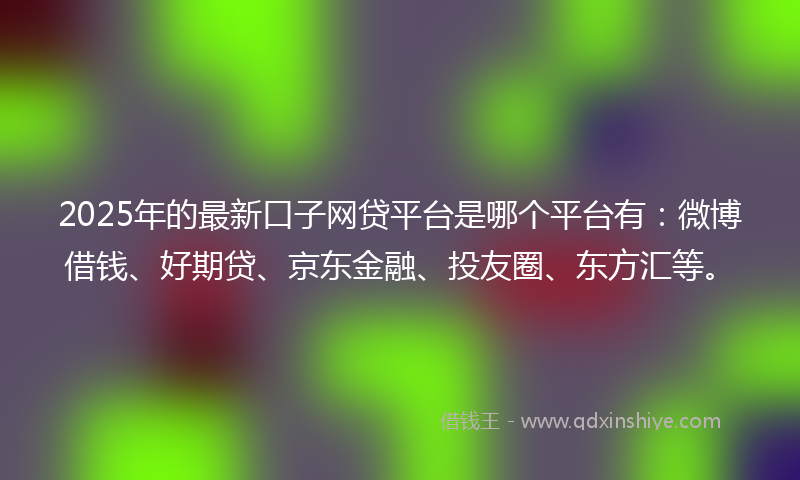 2025年的最新口子网贷平台是哪个平台有：微博借钱、好期贷、京东金融、投友圈、东方汇等。