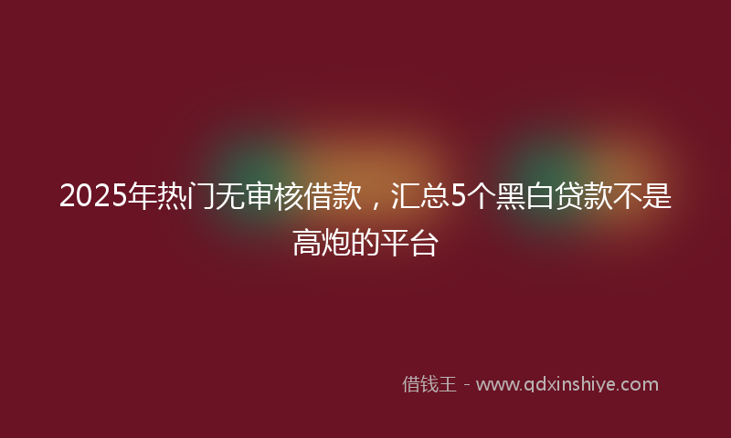 2025年热门无审核借款，汇总5个黑白贷款不是高炮的平台