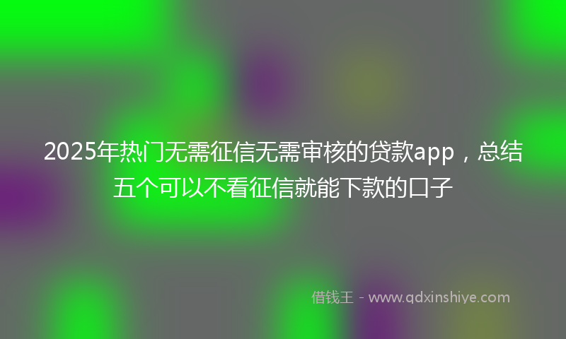 2025年热门无需征信无需审核的贷款app，总结五个可以不看征信就能下款的口子