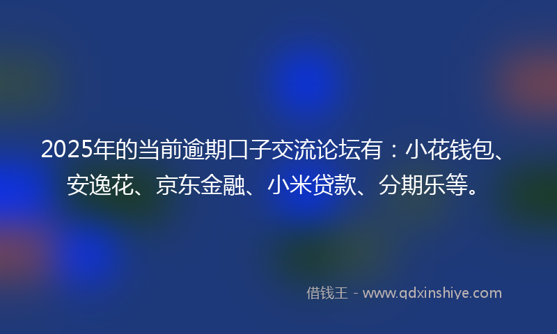2025年的当前逾期口子交流论坛有：小花钱包、安逸花、京东金融、小米贷款、分期乐等。