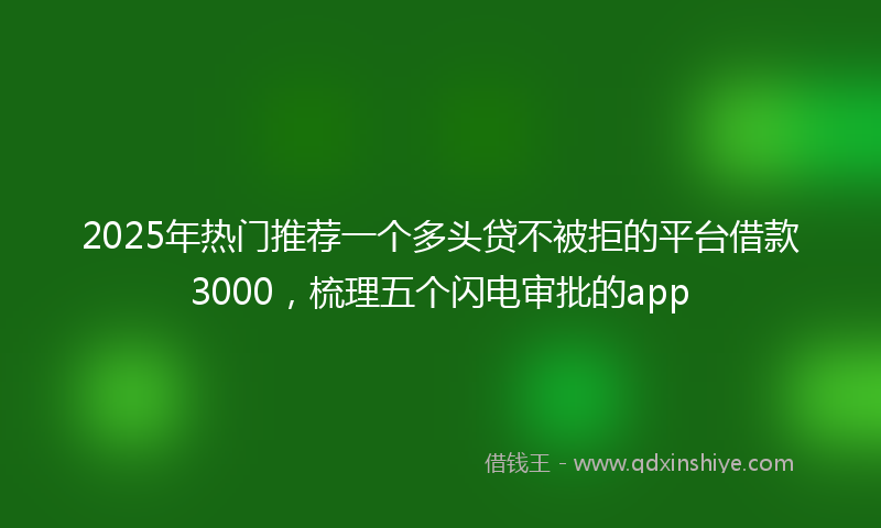 2025年热门推荐一个多头贷不被拒的平台借款3000，梳理五个闪电审批的app