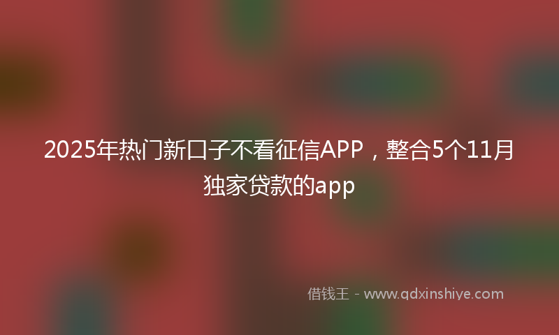 2025年热门新口子不看征信APP，整合5个11月独家贷款的app