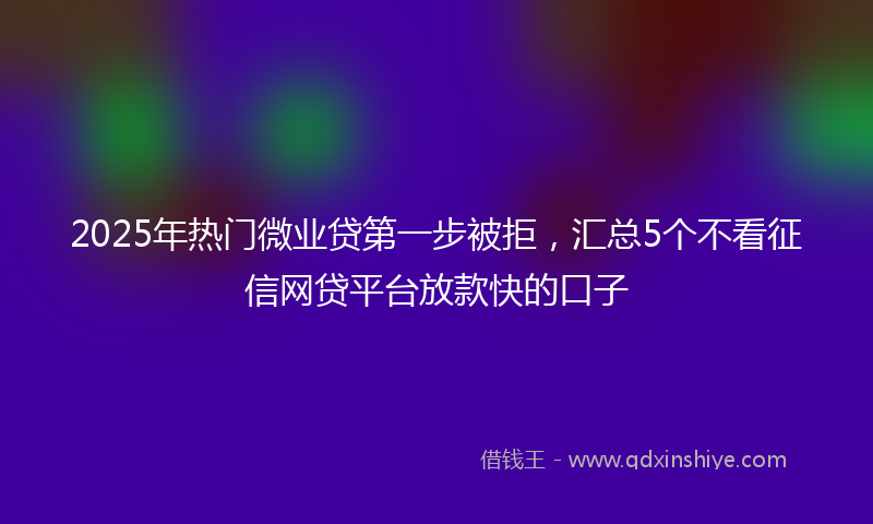 2025年热门微业贷第一步被拒，汇总5个不看征信网贷平台放款快的口子