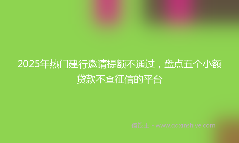 2025年热门建行邀请提额不通过，盘点五个小额贷款不查征信的平台