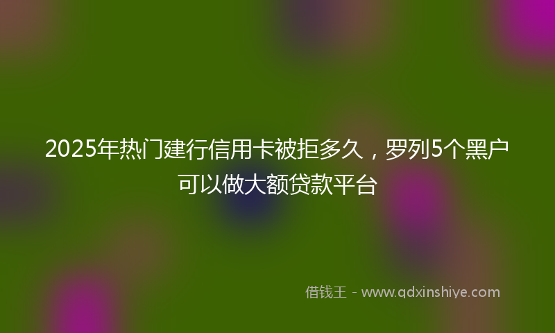 2025年热门建行信用卡被拒多久，罗列5个黑户可以做大额贷款平台