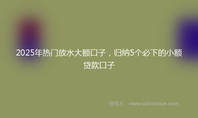 2025年热门放水大额口子，归纳5个必下的小额贷款口子