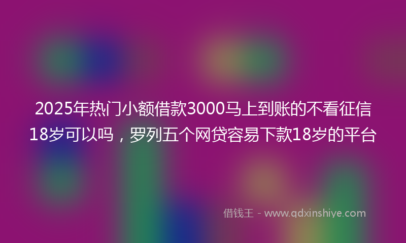 2025年热门小额借款3000马上到账的不看征信18岁可以吗，罗列五个网贷容易下款18岁的平台