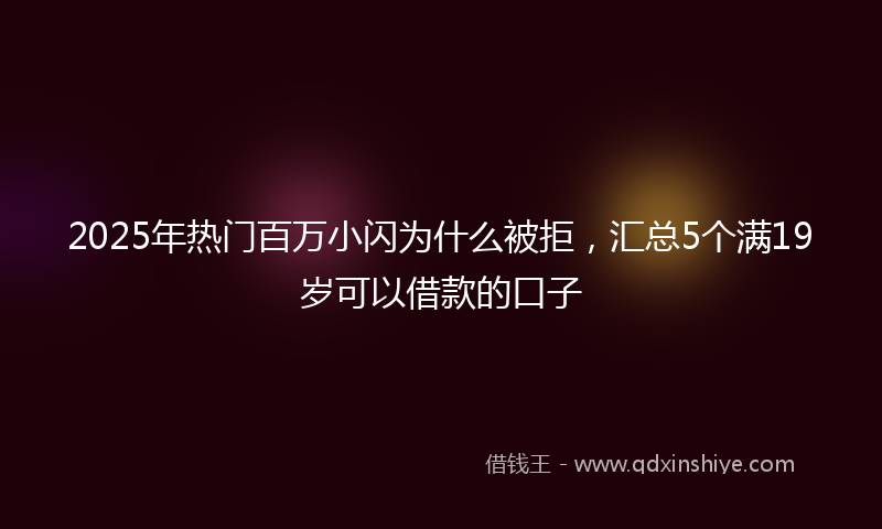 2025年热门百万小闪为什么被拒，汇总5个满19岁可以借款的口子