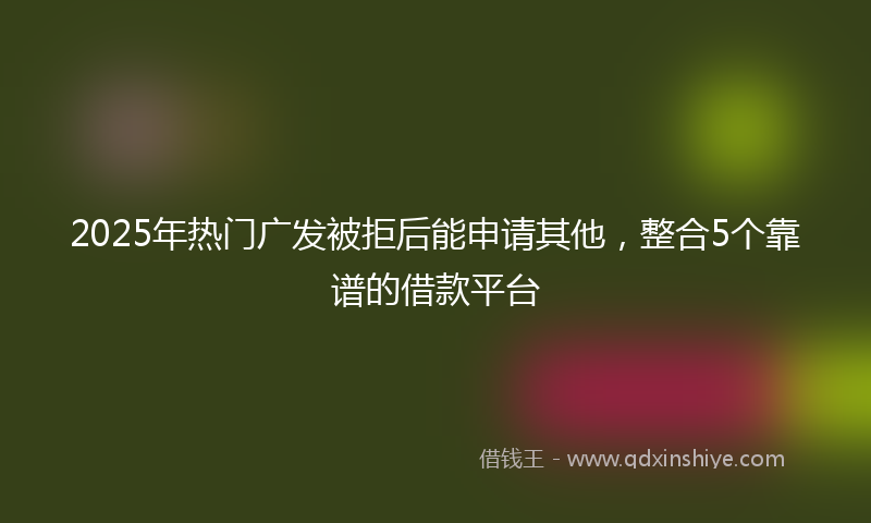 2025年热门广发被拒后能申请其他，整合5个靠谱的借款平台