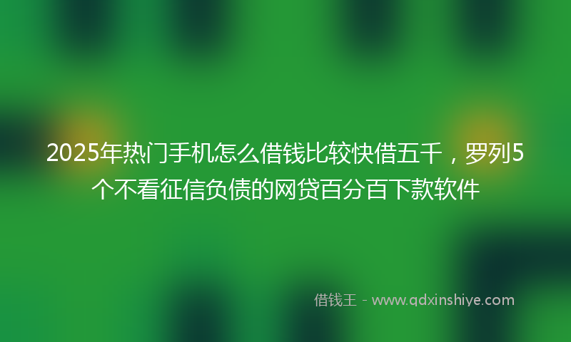 2025年热门手机怎么借钱比较快借五千，罗列5个不看征信负债的网贷百分百下款软件