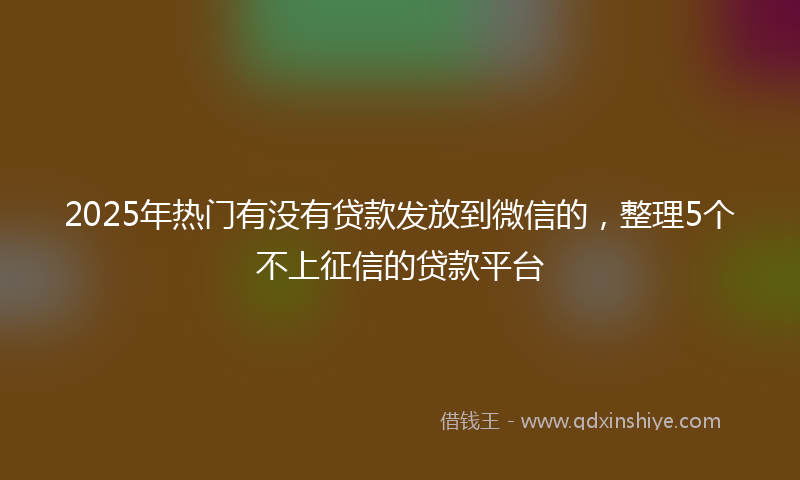 2025年热门有没有贷款发放到微信的，整理5个不上征信的贷款平台