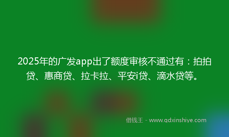 2025年的广发app出了额度审核不通过有：拍拍贷、惠商贷、拉卡拉、平安i贷、滴水贷等。