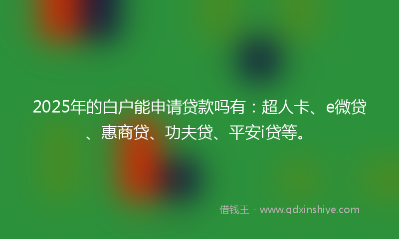2025年的白户能申请贷款吗有：超人卡、e微贷、惠商贷、功夫贷、平安i贷等。